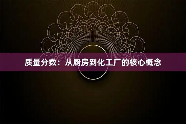 质量分数：从厨房到化工厂的核心概念
